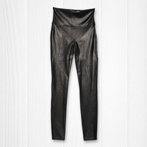 SPANX Faux Leather Shine High Waisted Leggings Women's M Black